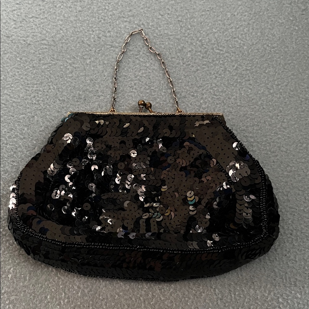 Elegant Black Sequin Clutch